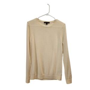 Brooks Brothers 346 Knit Textured Dots Long Sleeve Pullover Sweater Cream Large